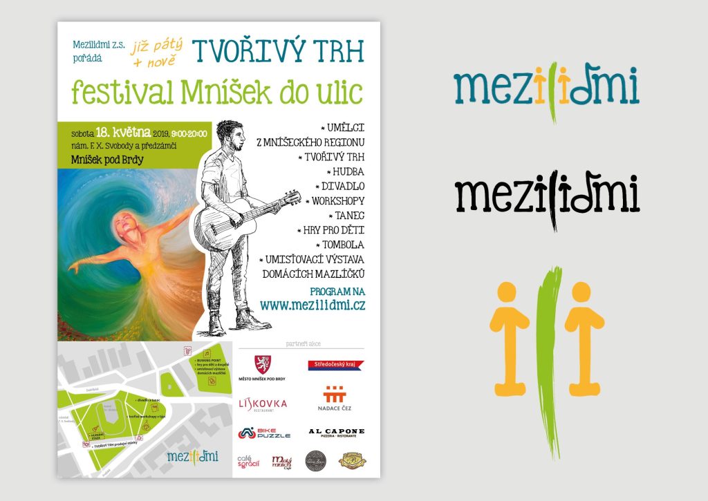 Poster a logo Festival Mníšek do ulic - projekt Mezilidmi